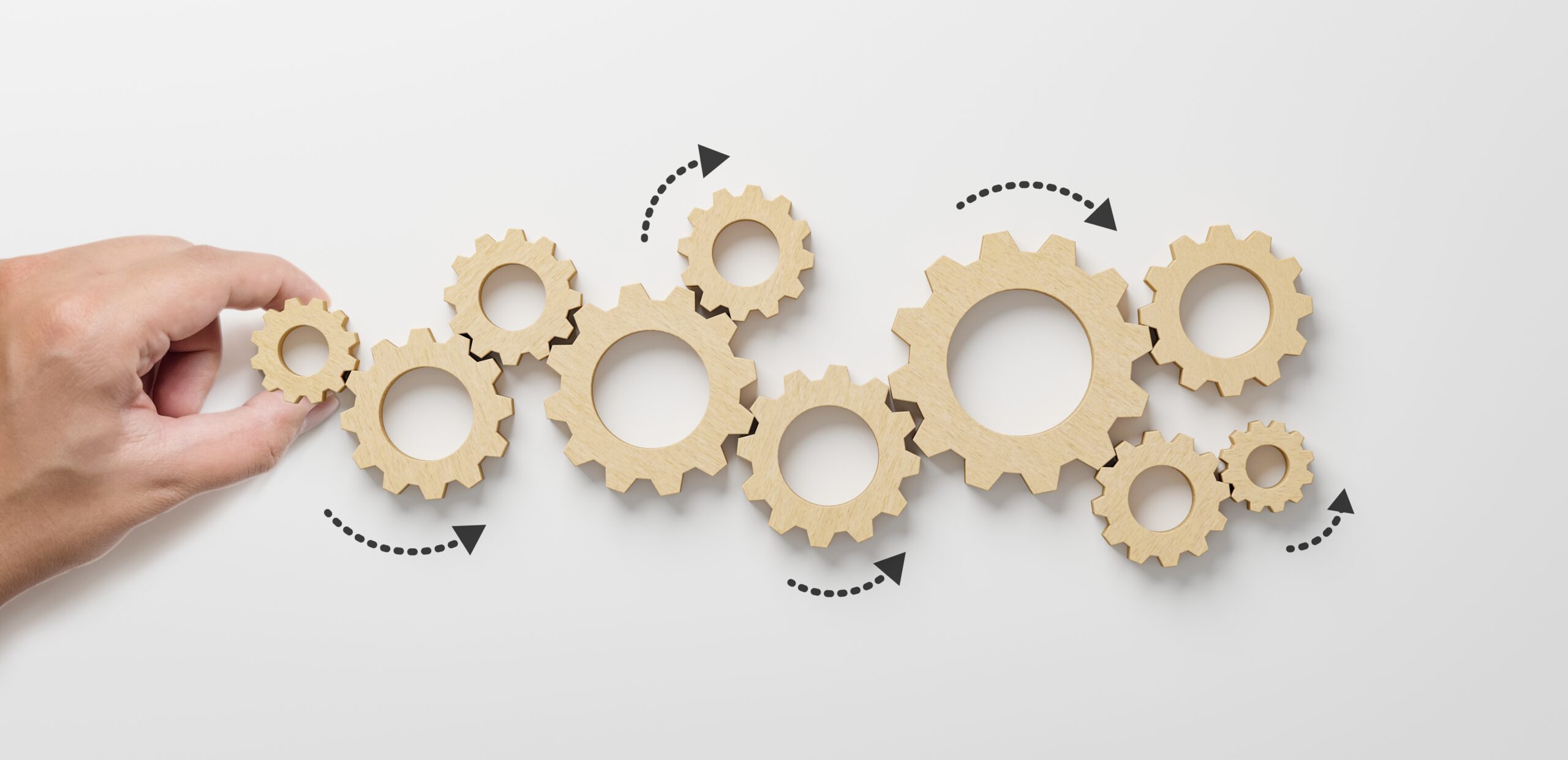 Business,Process,And,Workflow,Automation,With,Flowchart.,Hand,Holding,Wooden